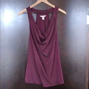 Low cut burgundy silky tank top